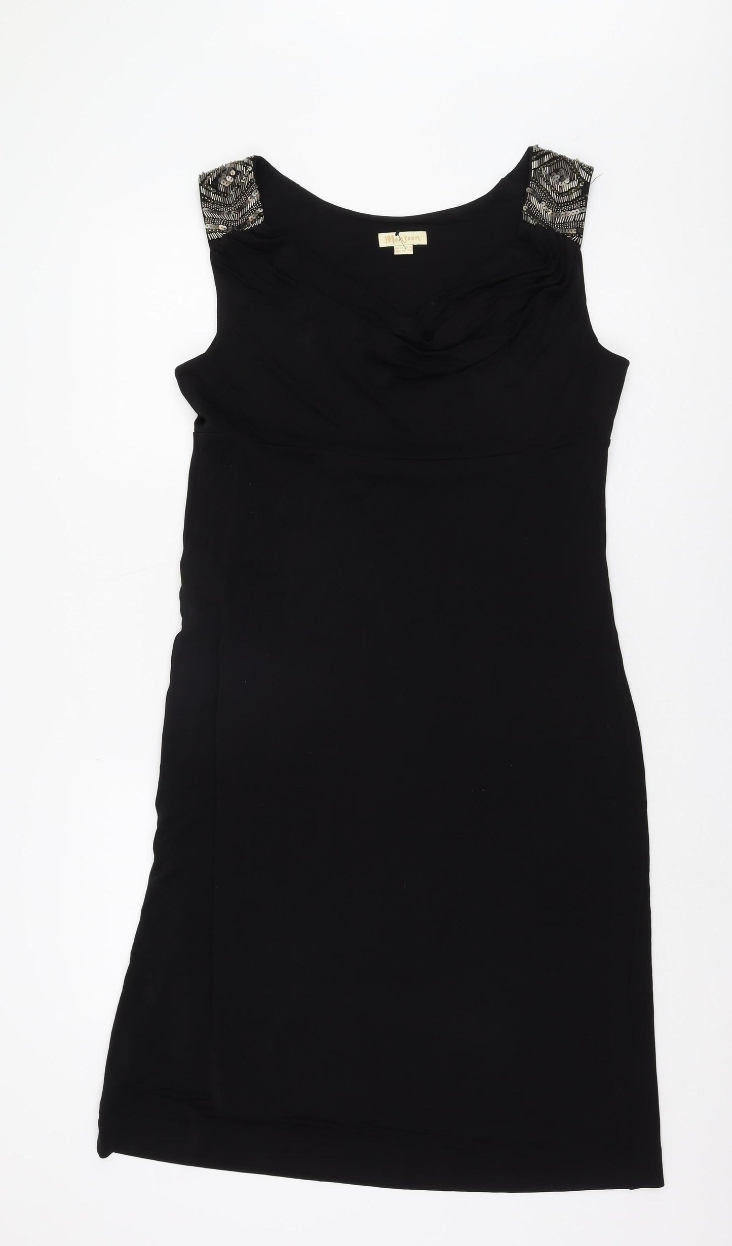 Monsoon Women's Black Sequin Sheath Dress UK 16