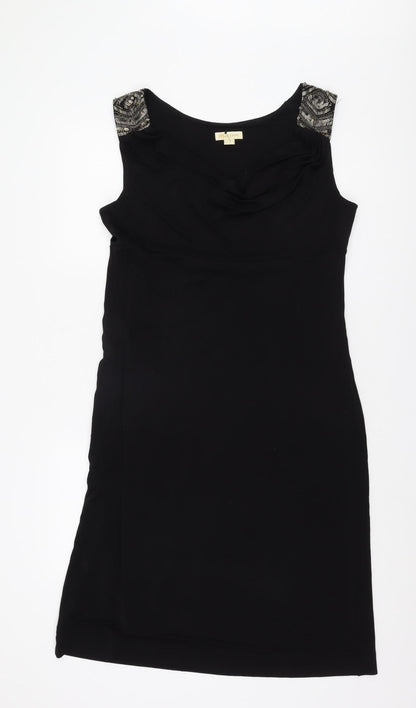 Monsoon Women's Black Sequin Sheath Dress UK 16