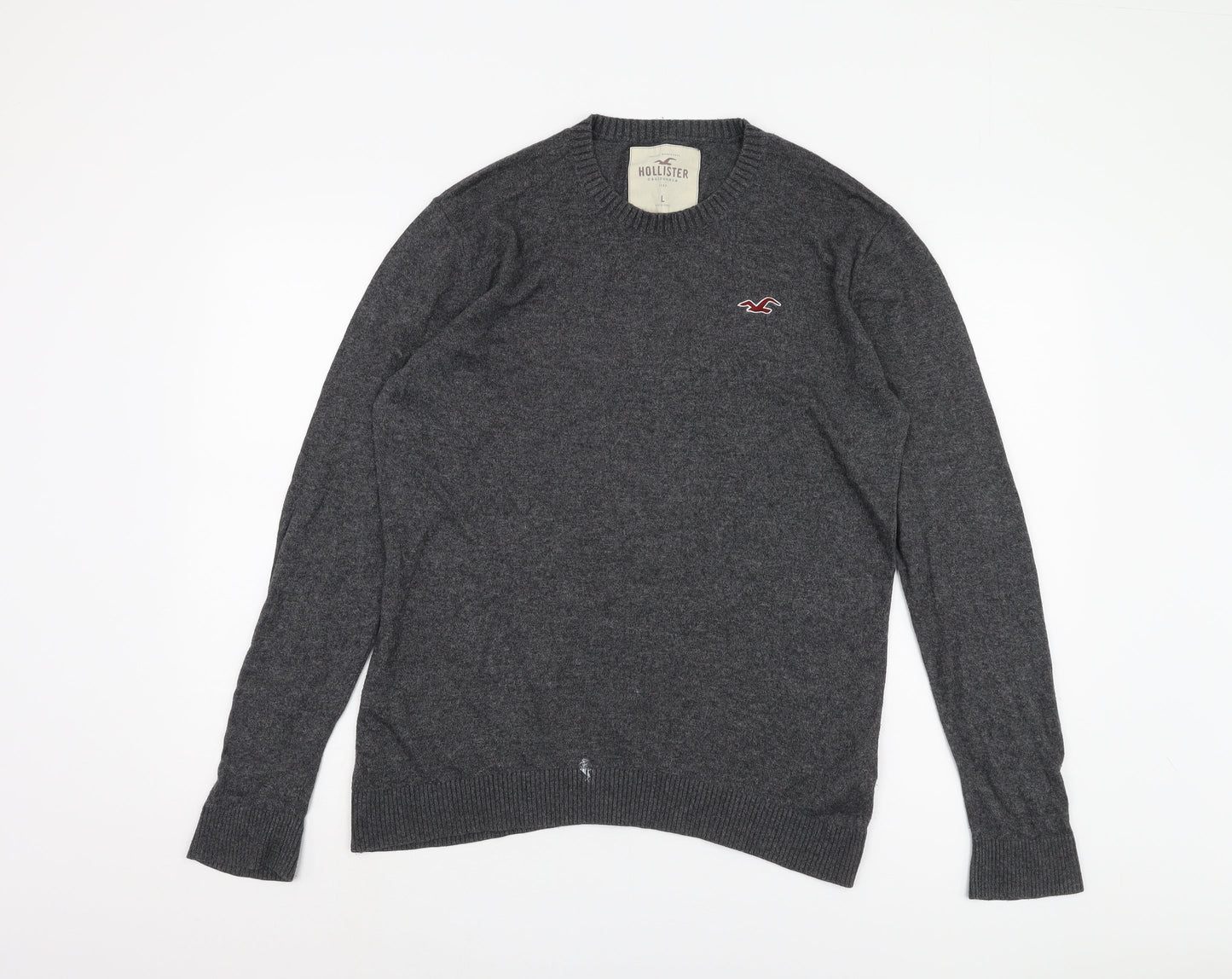 Hollister Men's Grey Crew Neck Pullover Jumper Size L