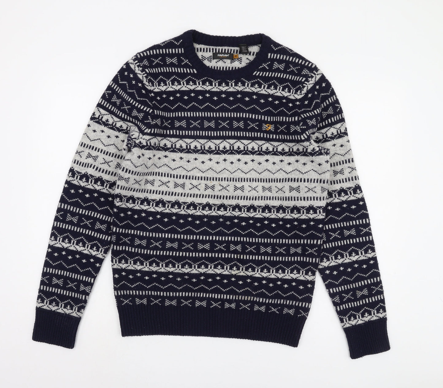 Farah Men's Blue Crew Neck Pullover Jumper M