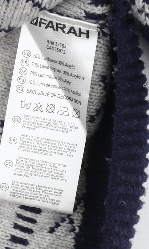 Farah Men's Blue Crew Neck Pullover Jumper M