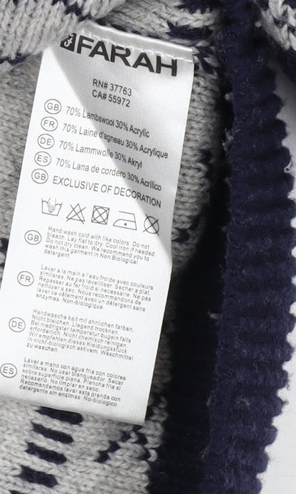 Farah Men's Blue Crew Neck Pullover Jumper M