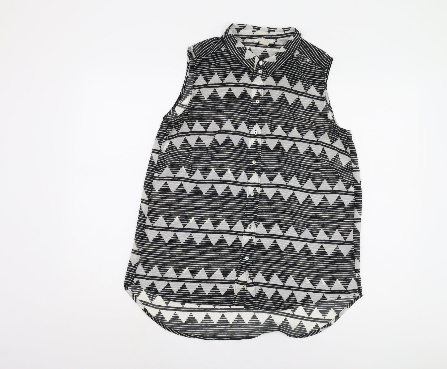 Womens UK Size 10 H&M Black Basic Button-Up