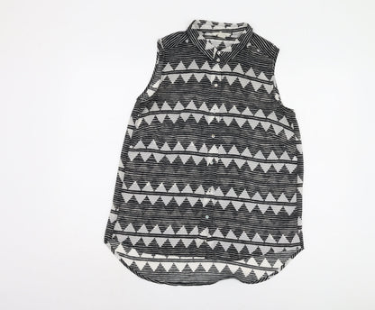 Womens UK Size 10 H&M Black Basic Button-Up
