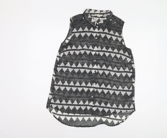 Womens UK Size 10 H&M Black Basic Button-Up