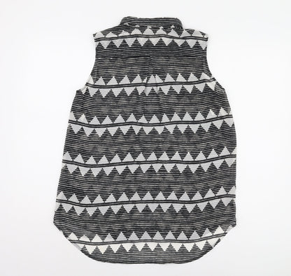 Womens UK Size 10 H&M Black Basic Button-Up