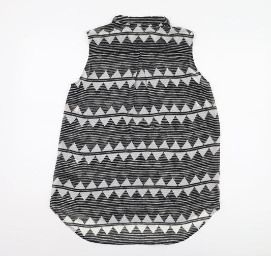 Womens UK Size 10 H&M Black Basic Button-Up