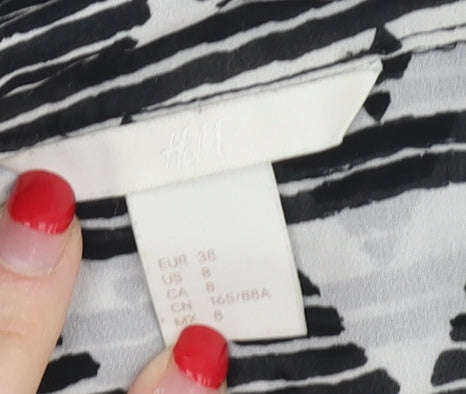 Womens UK Size 10 H&M Black Basic Button-Up