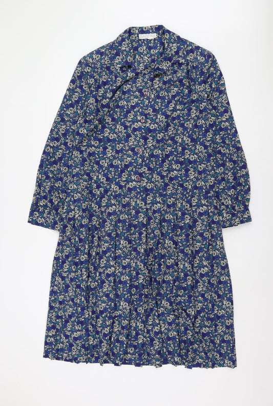 Eastex Women's Blue Floral Shift Dress Size 16