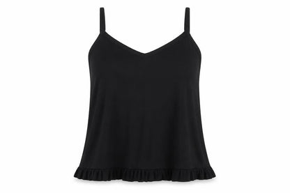 Front view of Long Tall Sally Women's Black Camisole Tank Top, size 10-12