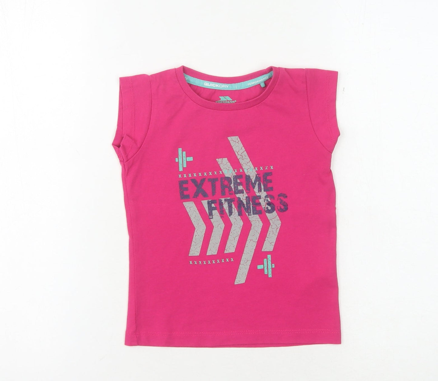 Trespass Pink Girls Fitness T-Shirt 3-4 Years - Sleeveless Quick Dry