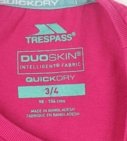 Trespass Pink Girls Fitness T-Shirt 3-4 Years - Sleeveless Quick Dry