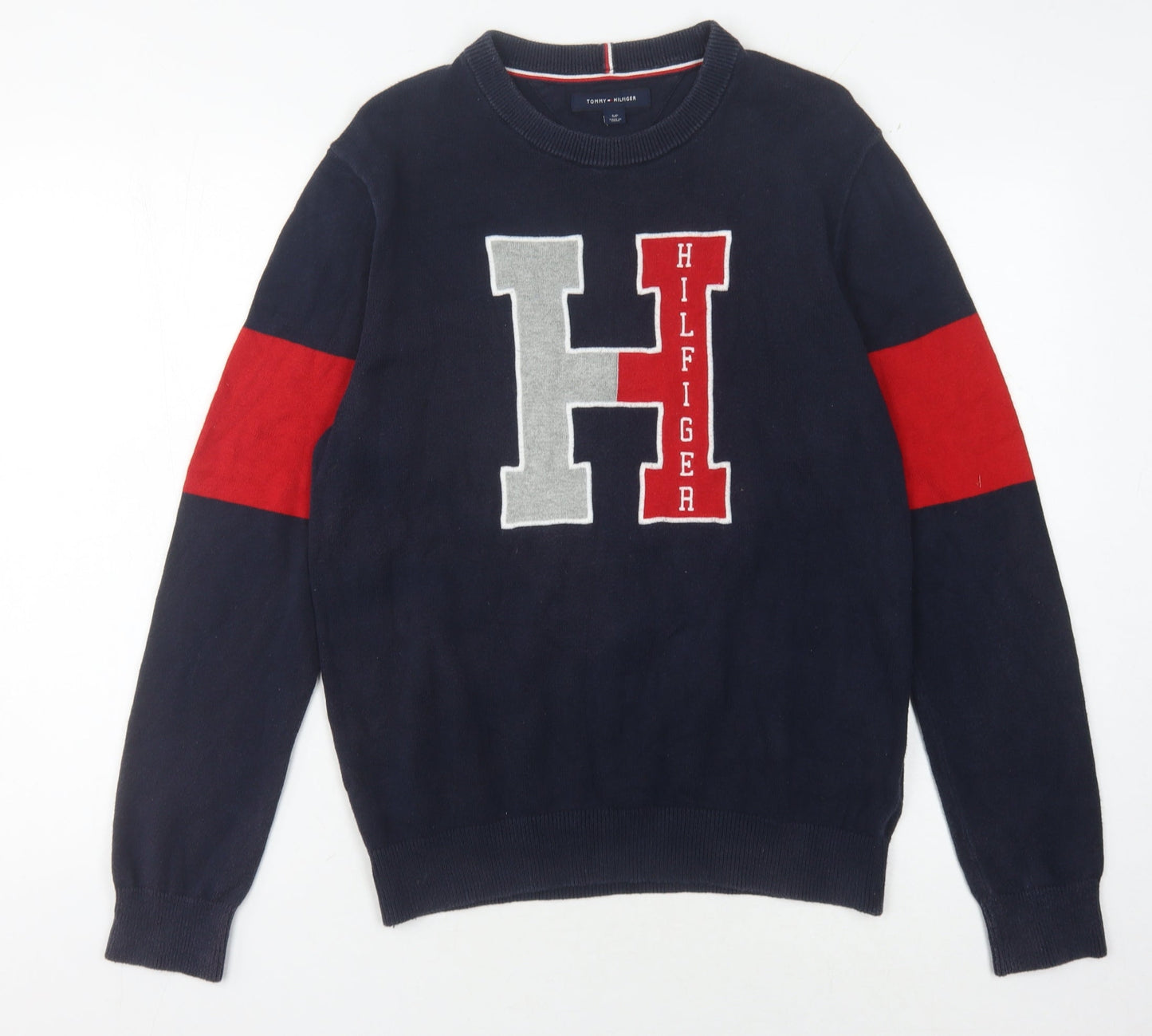 Tommy Hilfiger Men's Blue Graphic Pullover Jumper - Size S