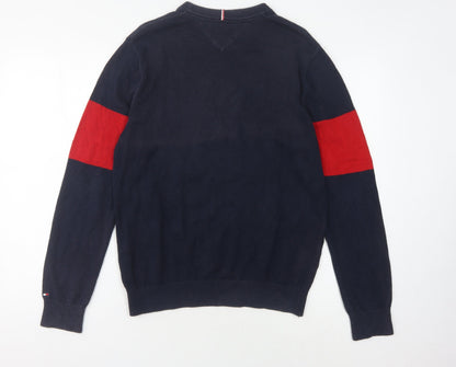 Tommy Hilfiger Men's Blue Graphic Pullover Jumper - Size S