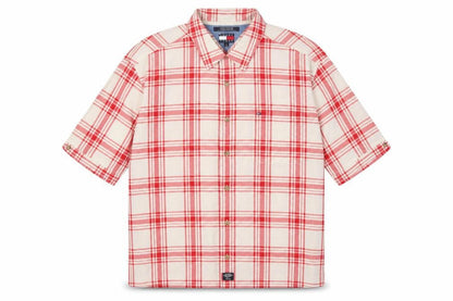Tommy Jeans Men's Red XL Plaid Button-Up Shirt
