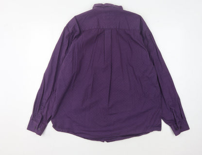James Pringle Men's Purple Geometric Long Sleeve Shirt L