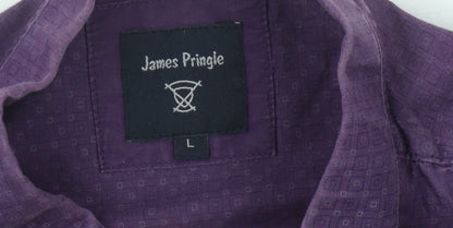 James Pringle Men's Purple Geometric Long Sleeve Shirt L