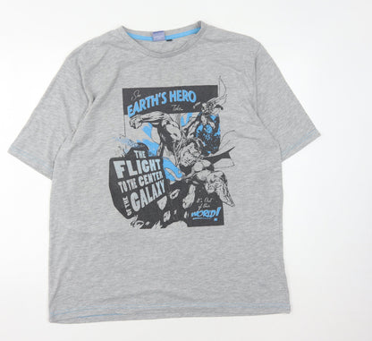 Superman Men's Grey Comic Logo T-Shirt, Size L