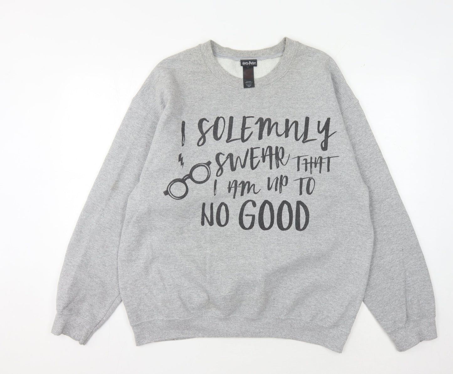 Unisex Adults UK Size L Harry Potter Grey Pullover Sweatshirt
