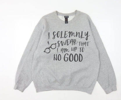 Unisex Adults UK Size L Harry Potter Grey Pullover Sweatshirt