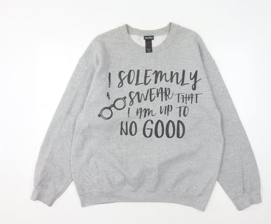 Additional front view of Harry Potter Grey L Pullover unisex sweatshirt