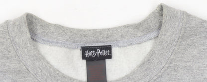 Unisex Adults UK Size L Harry Potter Grey Pullover Sweatshirt
