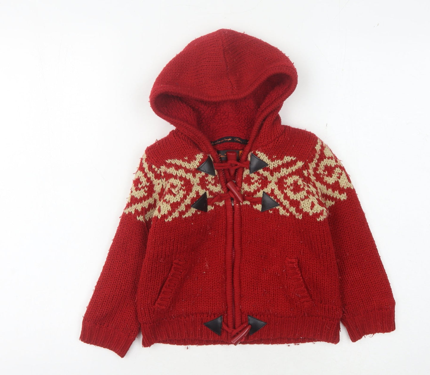 Ben Sherman Boys Red Hooded Cardigan Age 1-2 Years