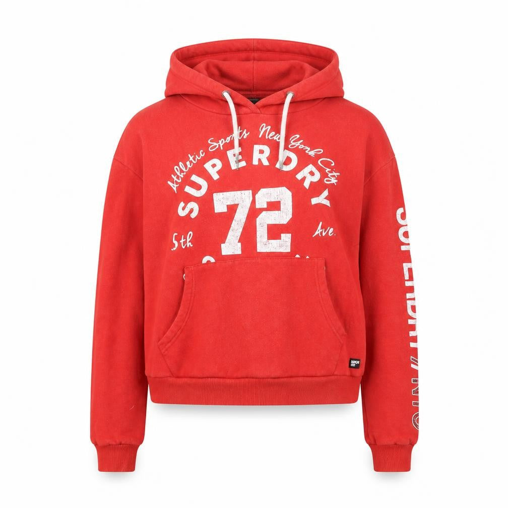 Womens UK Size 2XS Superdry Red Pullover Hoodie