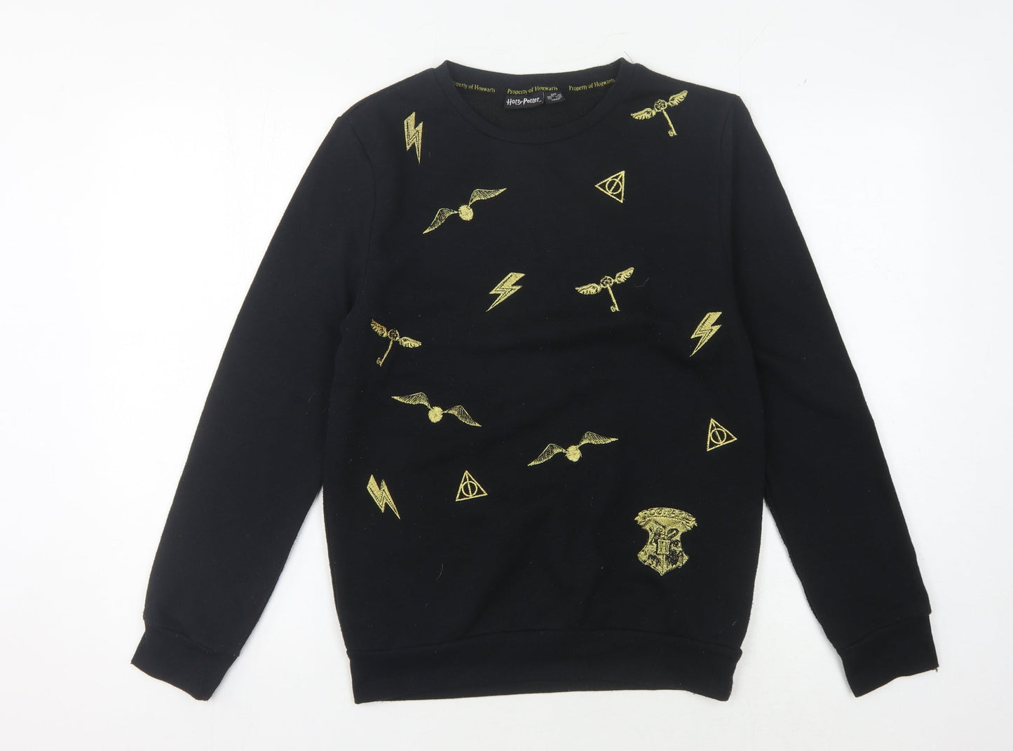 Unisex Adults UK Size 2XS Harry Potter Black Pullover Sweatshirt