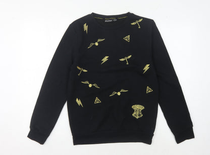 Unisex Adults UK Size 2XS Harry Potter Black Pullover Sweatshirt