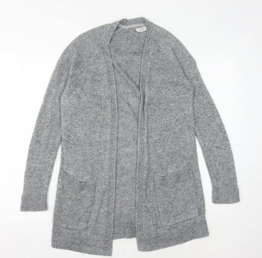 Fat Face Women’s Grey Open Front Cardigan, Size 8, Knit, Long Sleeve