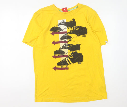 Puma Men's Yellow Graphic Sport T-Shirt Medium