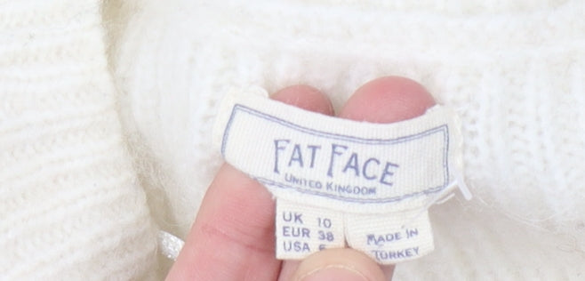 Womens UK Size 10 Fat Face Ivory Pullover Jumper