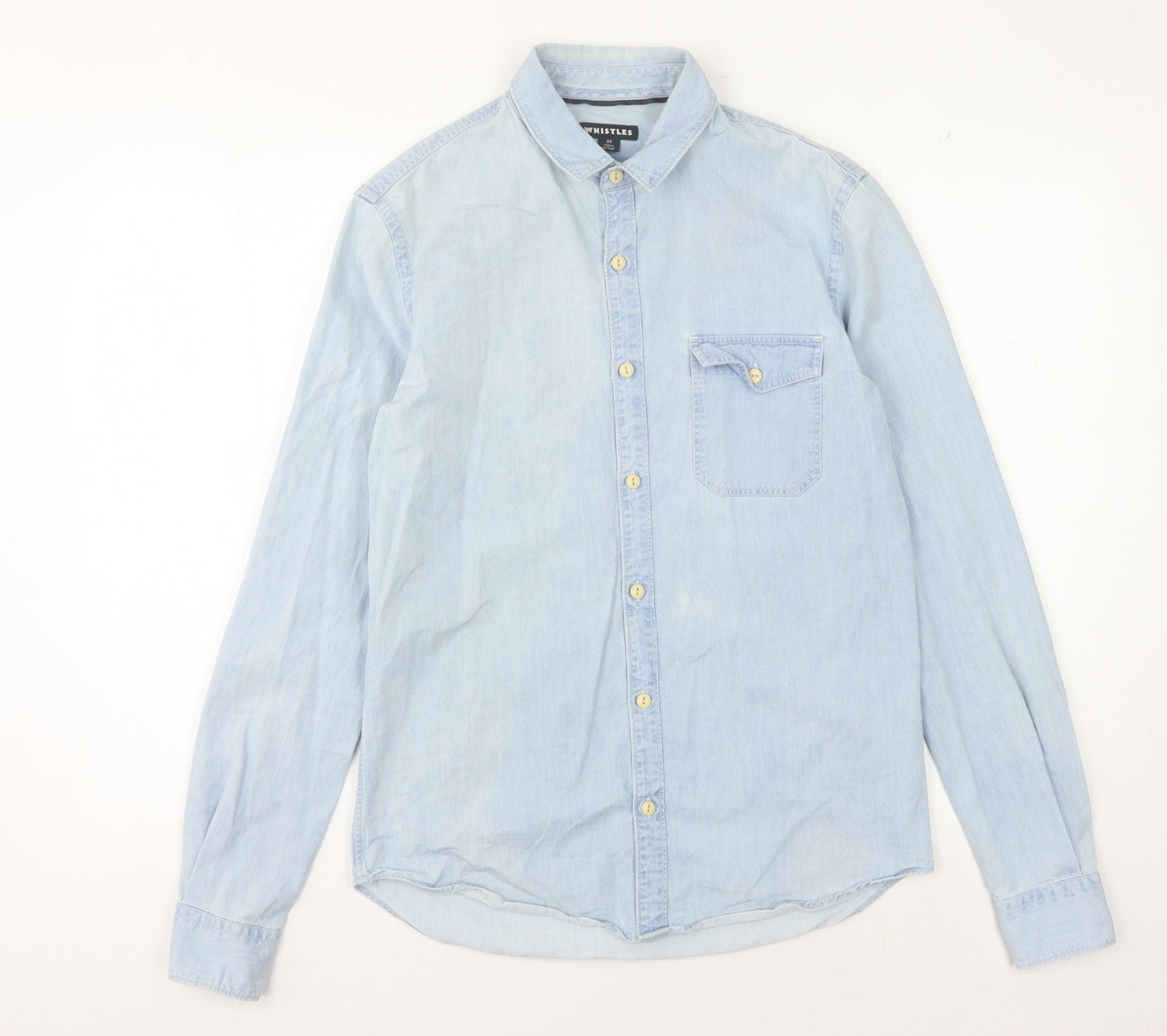Womens UK Size XS Whistles Blue Basic Button-Up