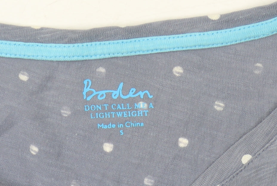 Boden Women's Blue Polka Dot Cotton T-Shirt, Size S
