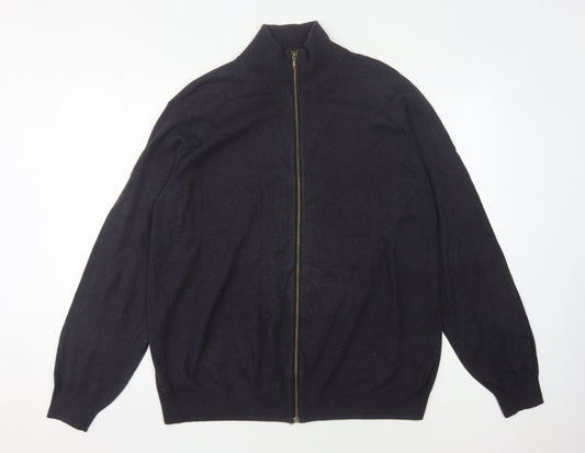 Woolovers Men's Black Full Zip Jumper Size L - Cotton Cashmere