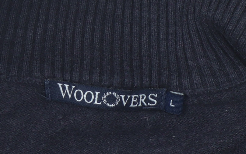 Woolovers Men's Black Full Zip Jumper Size L - Cotton Cashmere