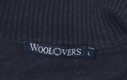 Woolovers Men's Black Full Zip Jumper Size L - Cotton Cashmere