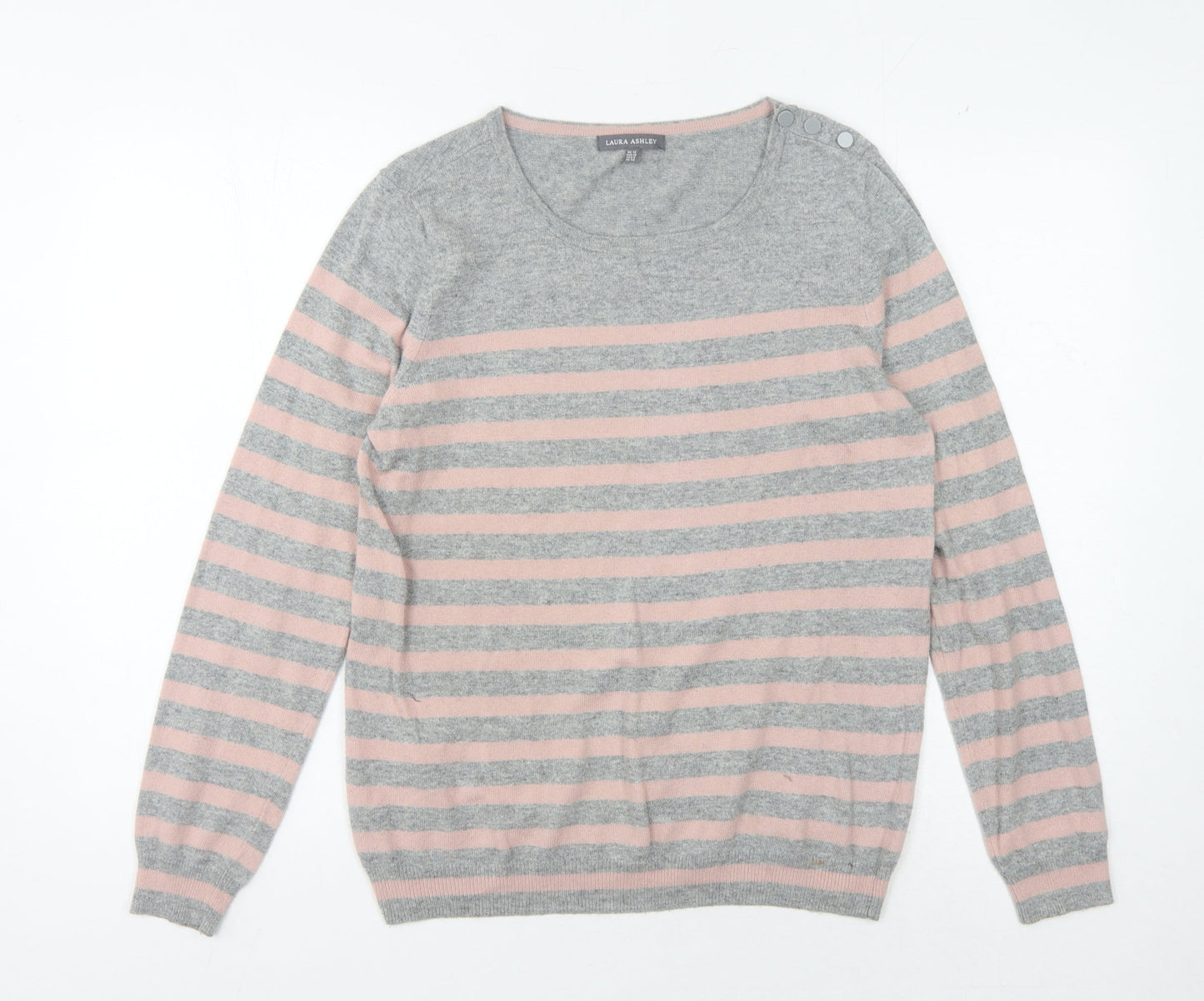Laura Ashley Women's Multicoloured Striped Pullover Jumper - Size 12
