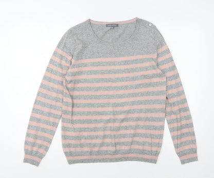 Laura Ashley Women's Multicoloured Striped Pullover Jumper - Size 12