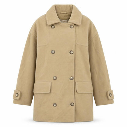 Elements Women's Beige Wool Pea Coat Size 14