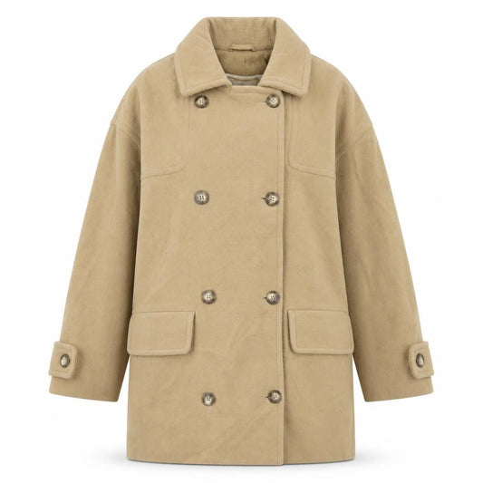 Elements Women's Beige Wool Pea Coat Size 14