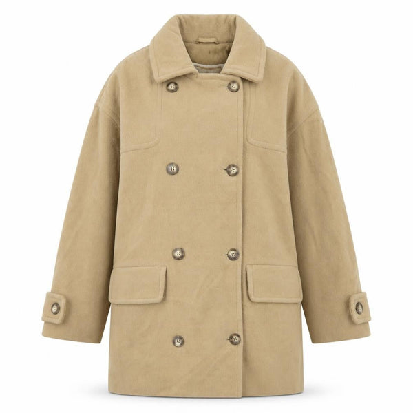 Elements Women's Beige Wool Pea Coat Size 14