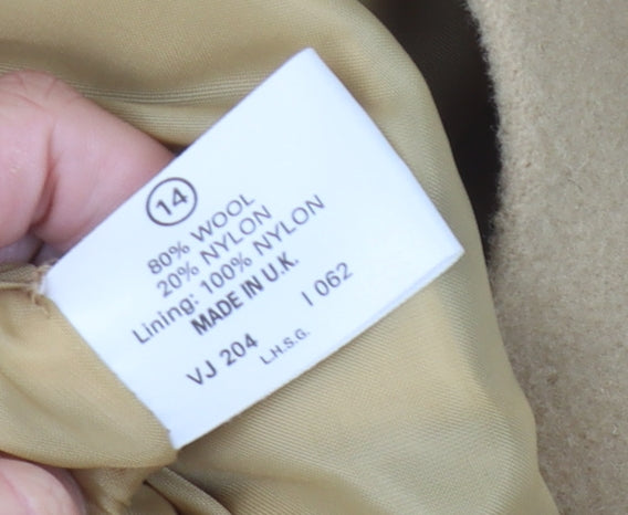 Elements Women's Beige Wool Pea Coat Size 14
