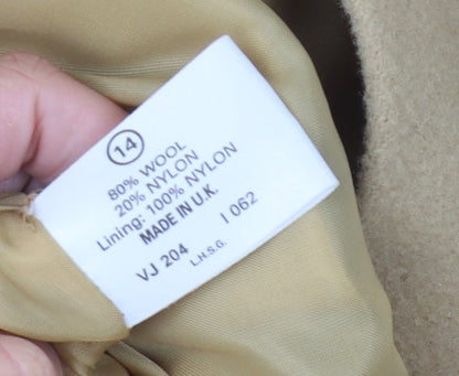 Elements Women's Beige Wool Pea Coat Size 14