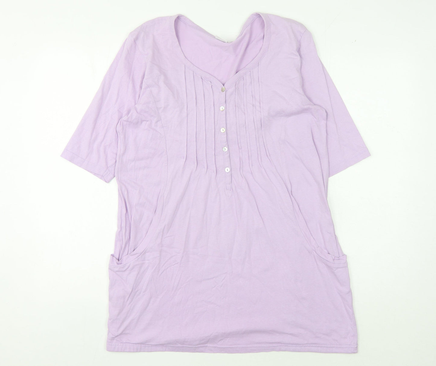 Cotton Traders Women's Purple Top Size 14 Button Accent