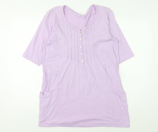 Cotton Traders Women's Purple Top Size 14 Button Accent