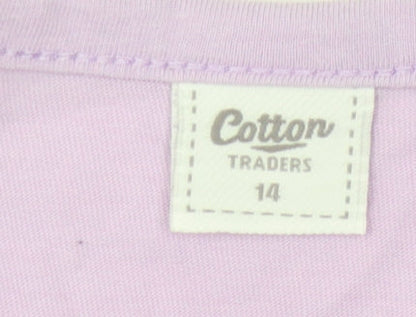 Cotton Traders Women's Purple Top Size 14 Button Accent