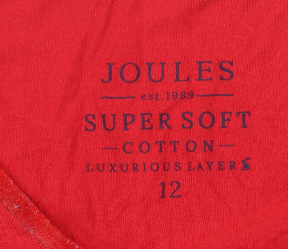Womens UK Size 12 Joules Red Basic T-Shirt