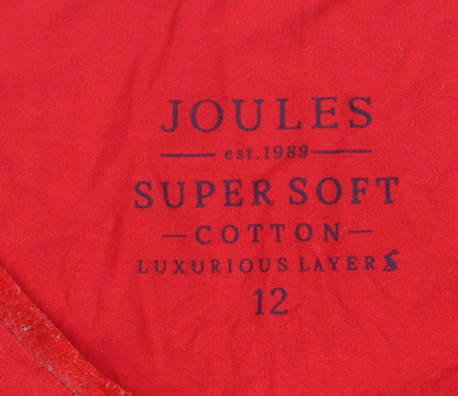 Womens UK Size 12 Joules Red Basic T-Shirt